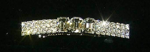 3 Row Rhinestone and Octagon Crystal Barrette - #6446 Barrettes Rhinestone Jewelry Corporation