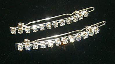 #6500 Pair of Single Row Rhinestone Barrettes Barrettes Rhinestone Jewelry Corporation