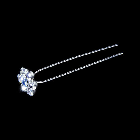 17281 - Small Rhinestone Daisy Hair Pin - Something Blue Bobbie and Hair Pins Rhinestone Jewelry Corporation