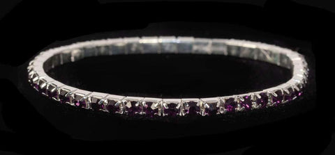 #11950 Single Row Stretch Rhinestone Bracelet - Amethyst Crystal  Silver Bracelets Rhinestone Jewelry Corporation