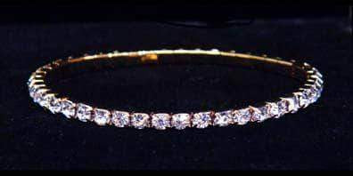 #11950 Single Row Stretch Rhinestone Bracelet -  Clear Crystal Gold Bracelets Rhinestone Jewelry Corporation