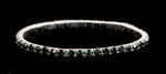 #11950 Single Row Stretch Rhinestone Bracelet - Emerald Crystal  Silver Bracelets Rhinestone Jewelry Corporation