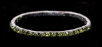 #11950 Single Row Stretch Rhinestone Bracelet - Olivine Crystal  Silver Bracelets Rhinestone Jewelry Corporation