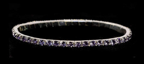 #11950 Single Row Stretch Rhinestone Bracelet -  Tanzanite Crystal  Silver (Limited Supply) Bracelets Rhinestone Jewelry Corporation