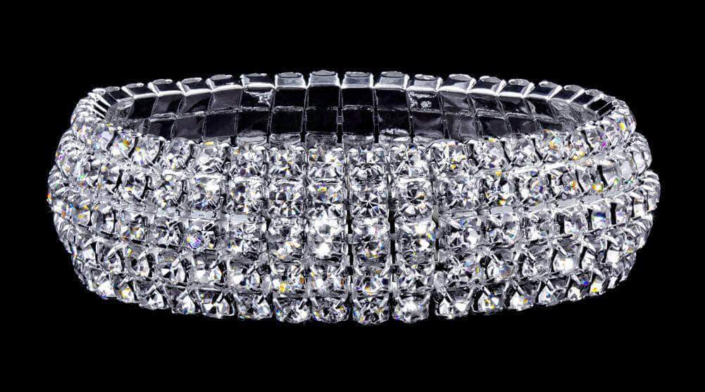 5 Row Stretch Rhinestone Bracelet Crystal Silver