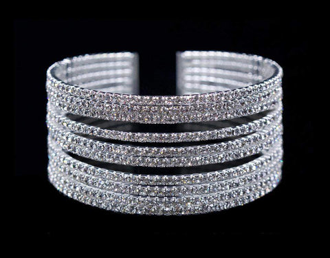 #16725 - 10 Row Rhinestone Cuff Bracelet Bracelets Rhinestone Jewelry Corporation