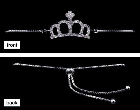 #16823 - CZ Studded Adjustable Crown Bracelet Bracelets Rhinestone Jewelry Corporation