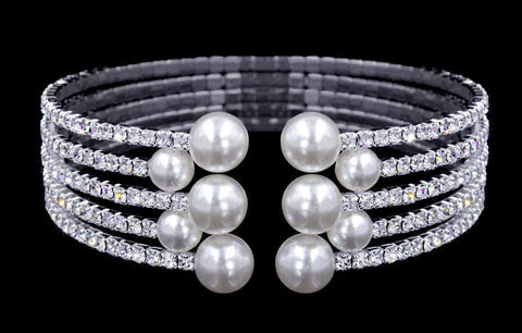 #17007 - Pearl Elegance Coil Bracelet Bracelets Rhinestone Jewelry Corporation