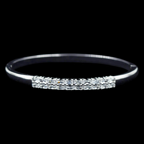 #17191 -Double Row Baguette CZ Cuff Bracelet Bracelets Rhinestone Jewelry Corporation