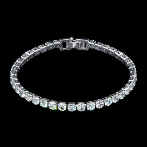 #17274-CZ Tennis Bracelet - 7.25" 4mm Stones Silver Bracelets Rhinestone Jewelry Corporation