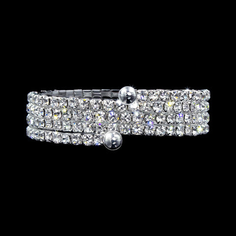 #17294 - 4 Row Wraparound Coil Bracelet Bracelets Rhinestone Jewelry Corporation