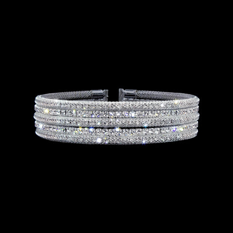 #17296 Alternating Mesh Coil Bracelet Bracelets Rhinestone Jewelry Corporation