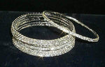 Crystal Rhinestone Bangle - Single Row - Silver Plated Bracelets Rhinestone Jewelry Corporation