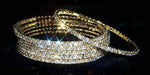Gold Plated Crystal Rhinestone Bangle - Single Row - Gold Plated Bracelets Rhinestone Jewelry Corporation