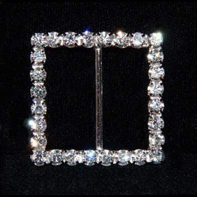 #12098C - Square 1.25" buckle - Made In China Buckles & Slides Rhinestone Jewelry Corporation