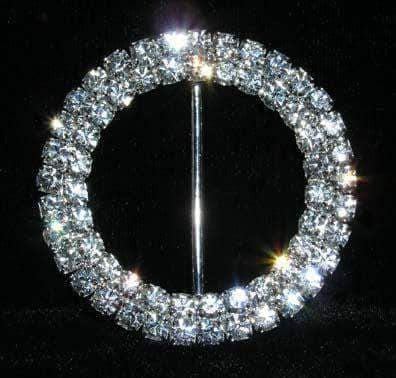 #14585 - 2 Row 1 7/8" Round Buckle Buckles & Slides Rhinestone Jewelry Corporation