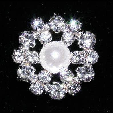 #14045 Pearl Center Burst Button Buttons - Round Rhinestone Jewelry Corporation