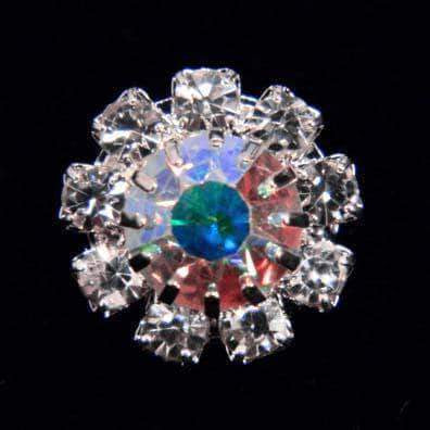 #14062 Medium Rhinestone Rosette Button - AB Center Buttons - Round Rhinestone Jewelry Corporation
