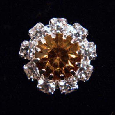 #14062 Medium Rhinestone Rosette Button - Amber Center Buttons - Round Rhinestone Jewelry Corporation