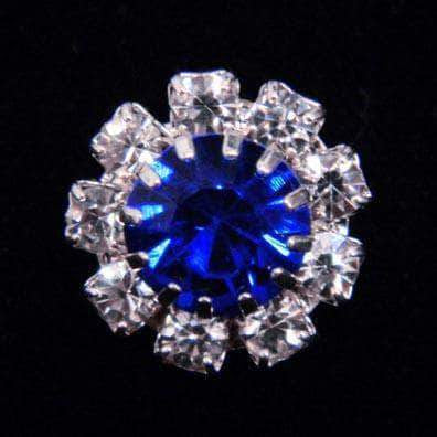 #14062 Medium Rhinestone Rosette Button - Sapphire Center Buttons - Round Rhinestone Jewelry Corporation