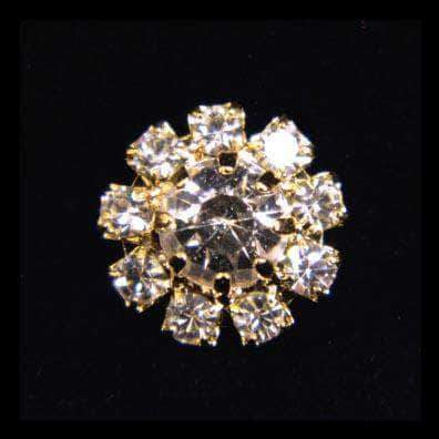 #14063G Small Rhinestone Rosette Button - Gold Plated Buttons - Round Rhinestone Jewelry Corporation