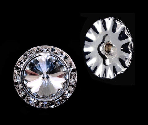 #14996 - 18mm Rondel Button with Crystal Rivoli Center Buttons - Round Rhinestone Jewelry Corporation