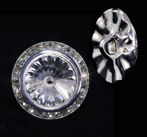 16mm Rondel Button with Crystal Rivoli Center - 11790/16mm Buttons - Round Rhinestone Jewelry Corporation