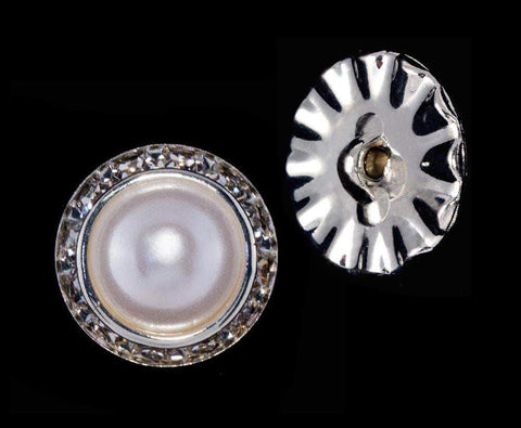 20mm Rondel Button with Imitation Pearl Center - 11789/20mm Buttons - Round Rhinestone Jewelry Corporation