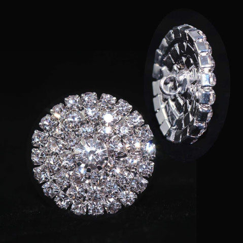 Round Pave Button with Stone Center - Medium - #7100 Buttons - Round Rhinestone Jewelry Corporation