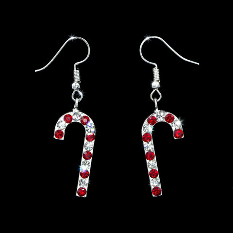 #17305- Candy Cane Earrings Christmas Jewelry Rhinestone Jewelry Corporation