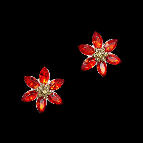 #17306- Poinsetta Earrings Christmas Jewelry Rhinestone Jewelry Corporation