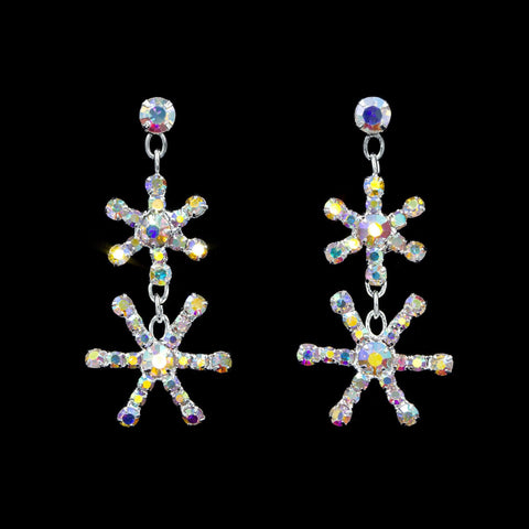 #17308- AB Snowflake Dangle Earrings Christmas Jewelry Rhinestone Jewelry Corporation