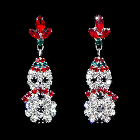#17314- Dangle Snowman Earrings Christmas Jewelry Rhinestone Jewelry Corporation