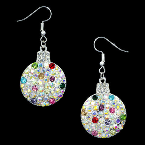 #17316- Christmas Ball Ornament Earrings Christmas Jewelry Rhinestone Jewelry Corporation