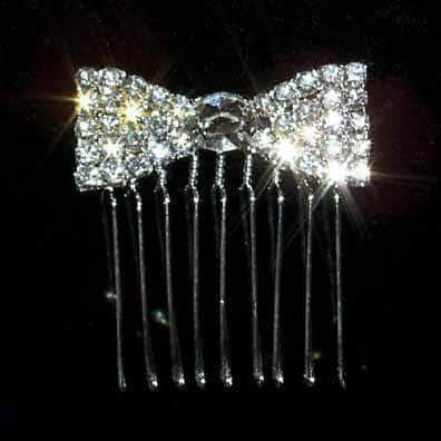 #12700 Small Bow Comb Combs Rhinestone Jewelry Corporation