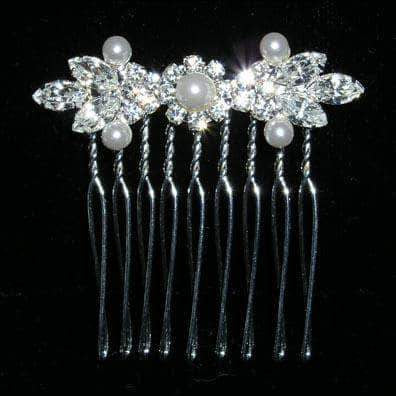 #13804 - Pearl English Lace Comb Combs Rhinestone Jewelry Corporation