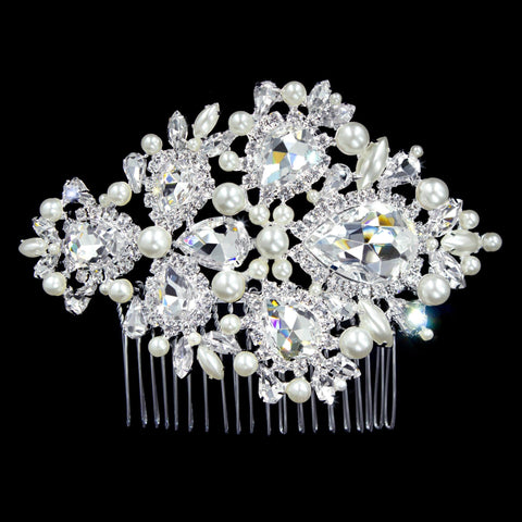 #16551- Pearl Pears and Pearls Hair Comb Combs Rhinestone Jewelry Corporation