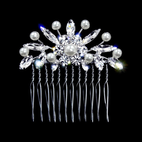 #17250 - Pearl Bouquet Hair Comb - 2.25" (W) x 2 3/8" (H) Combs Rhinestone Jewelry Corporation