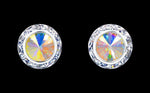 #12536 AB 13mm Rondel with Rivoli Button Dance Earrings Earrings - Button Rhinestone Jewelry Corporation