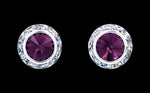 #12536 Amethyst 13mm Rondel with Rivoli Button Dance Earrings Earrings - Button Rhinestone Jewelry Corporation