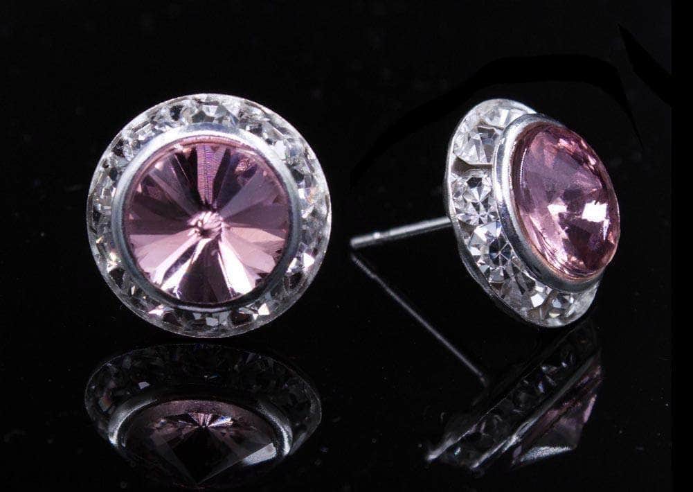 Dance Competition Earrings Clip On 12535 11mm Rondel With Rivoli