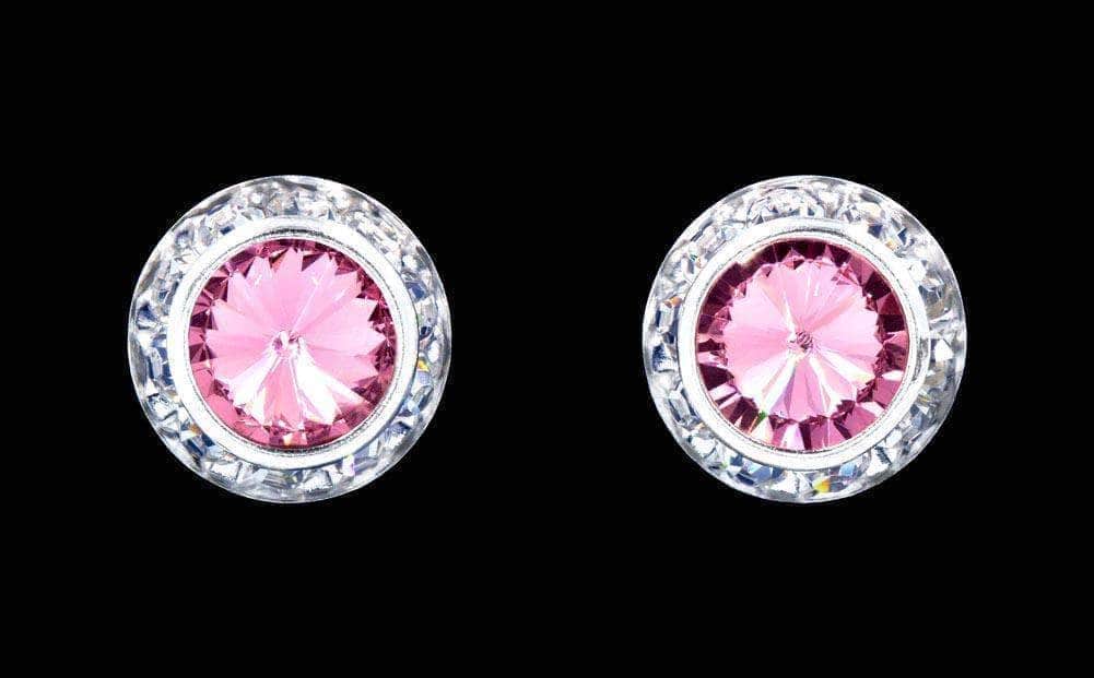 #12536 Light Rose 13mm Rondel with Rivoli Button Dance Earrings