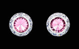 #12536 Light Rose 13mm Rondel with Rivoli Button Dance Earrings Earrings - Button Rhinestone Jewelry Corporation