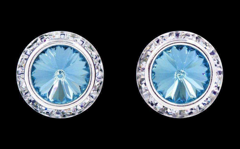 #12537 Aquamarine 16mm Rondel with Rivoli Dance Button Earrings