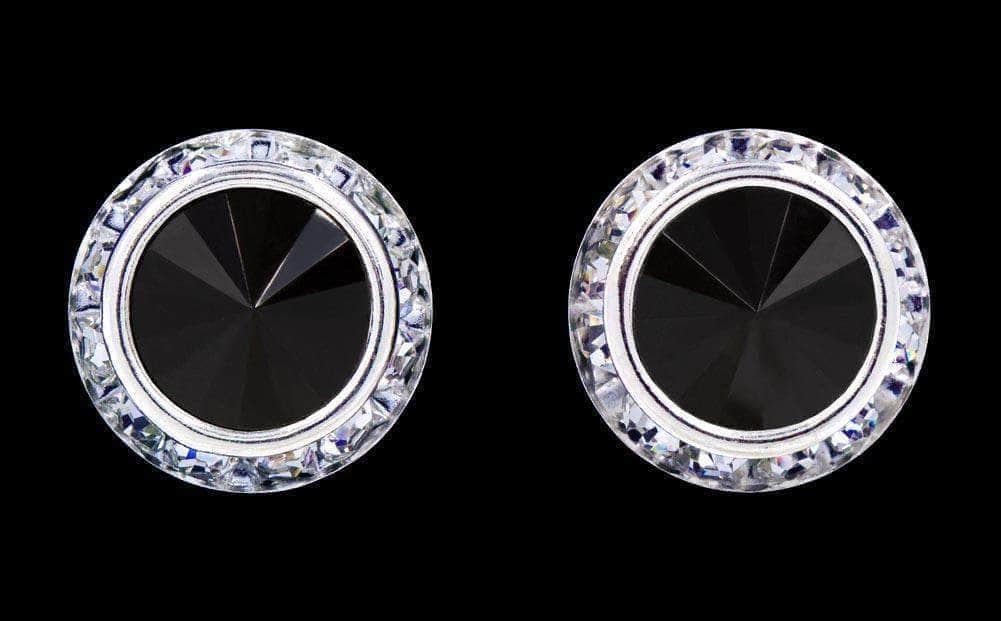 #12537 Jet 16mm Rondel with Rivoli Button Dance Earrings