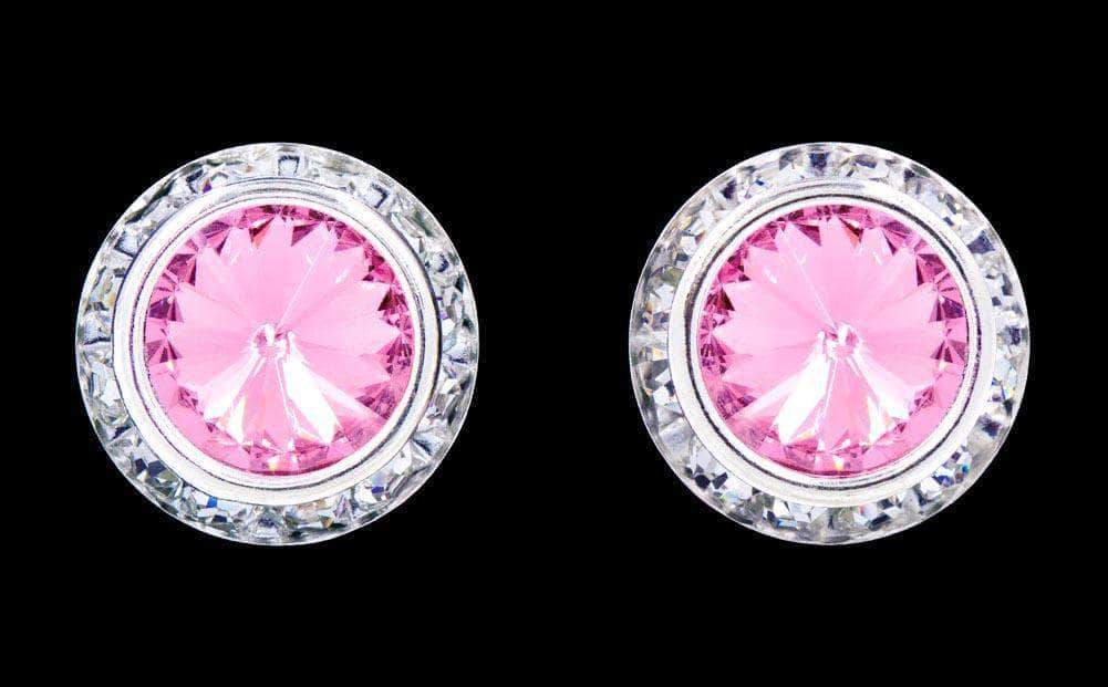 #12537 Light Rose 16mm Rondel with Rivoli Button Dance Earrings