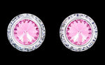 #12537 Light Rose 16mm Rondel with Rivoli Button Dance Earrings Earrings - Button Rhinestone Jewelry Corporation