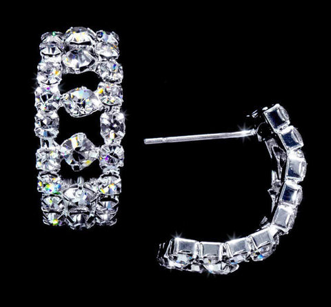 #13112 -  Rhinestone Curve Earrings Earrings - Button Rhinestone Jewelry Corporation