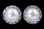 #14995 20mm Rondel with Pearl Button Earrings Earrings - Button Rhinestone Jewelry Corporation