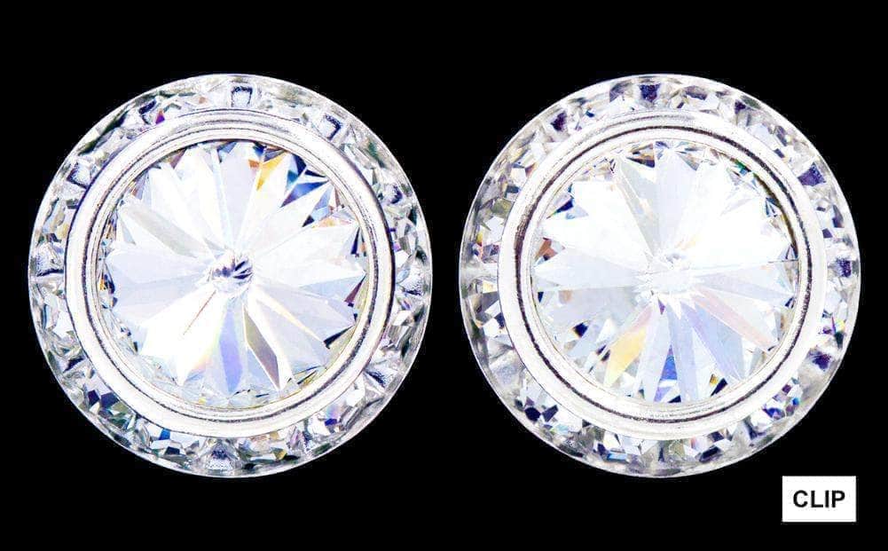 #14999 20mm Rhinestone Rondel with Rivoli Button Earrings Clip